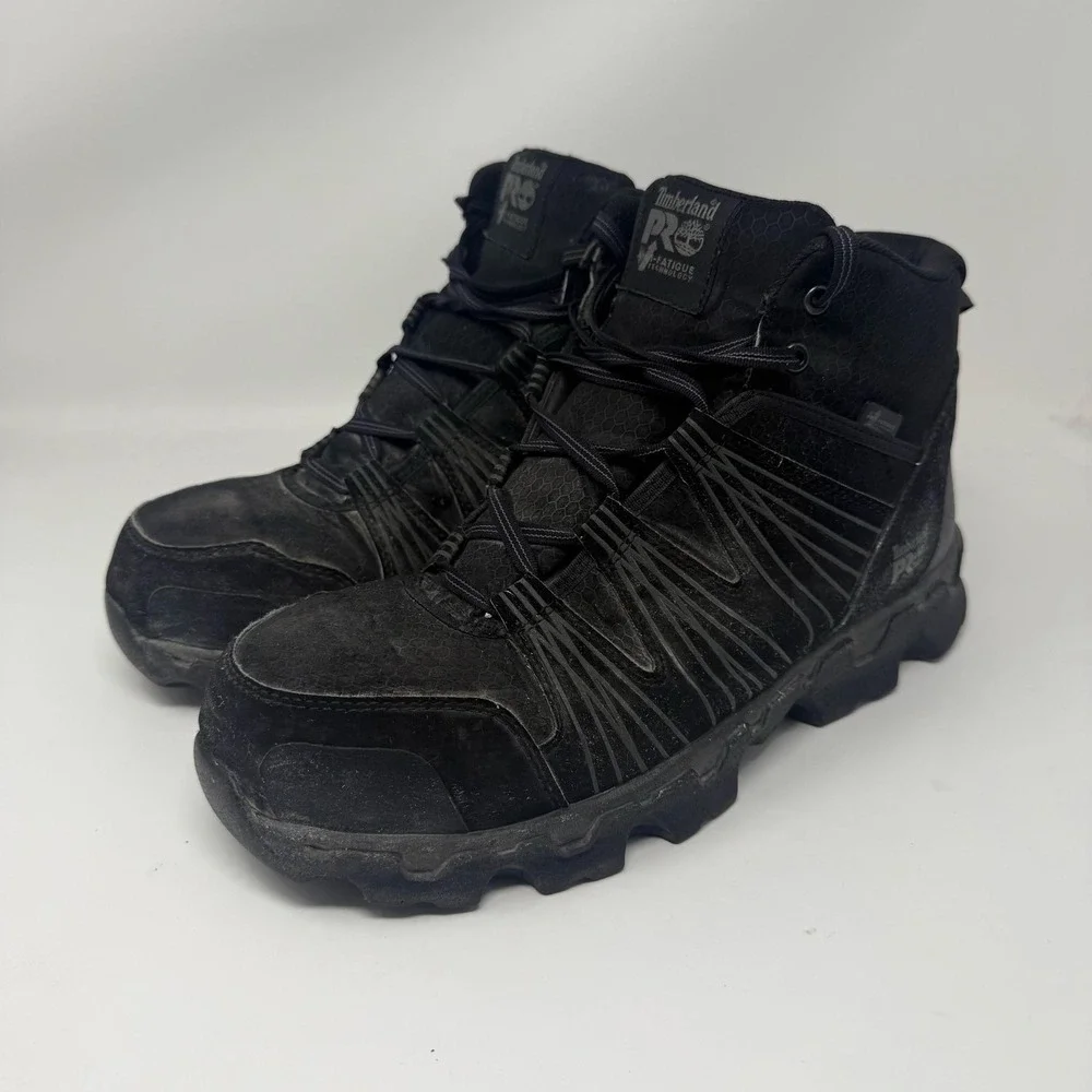 Timberland PRO Work Boots Mens Size 10.5 Black Nubuck Ankle Workwear A11QF